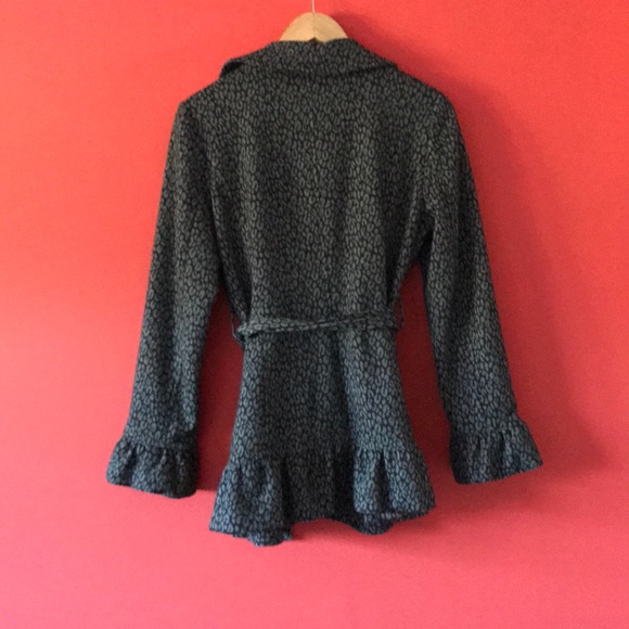 SANDRO Grey Print Ruffled Coat - Picture 4 of 6